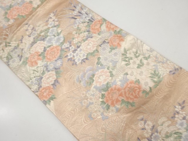 アンティーク　草花模様織り出し袋帯（材料）